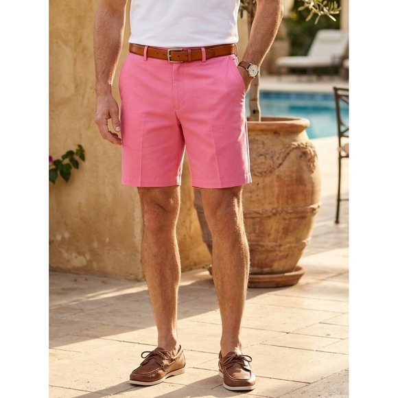 Donald Ross Other - Donald Ross Golf Chino Flat Front Shorts Men's 36 Pink Performance Polyester